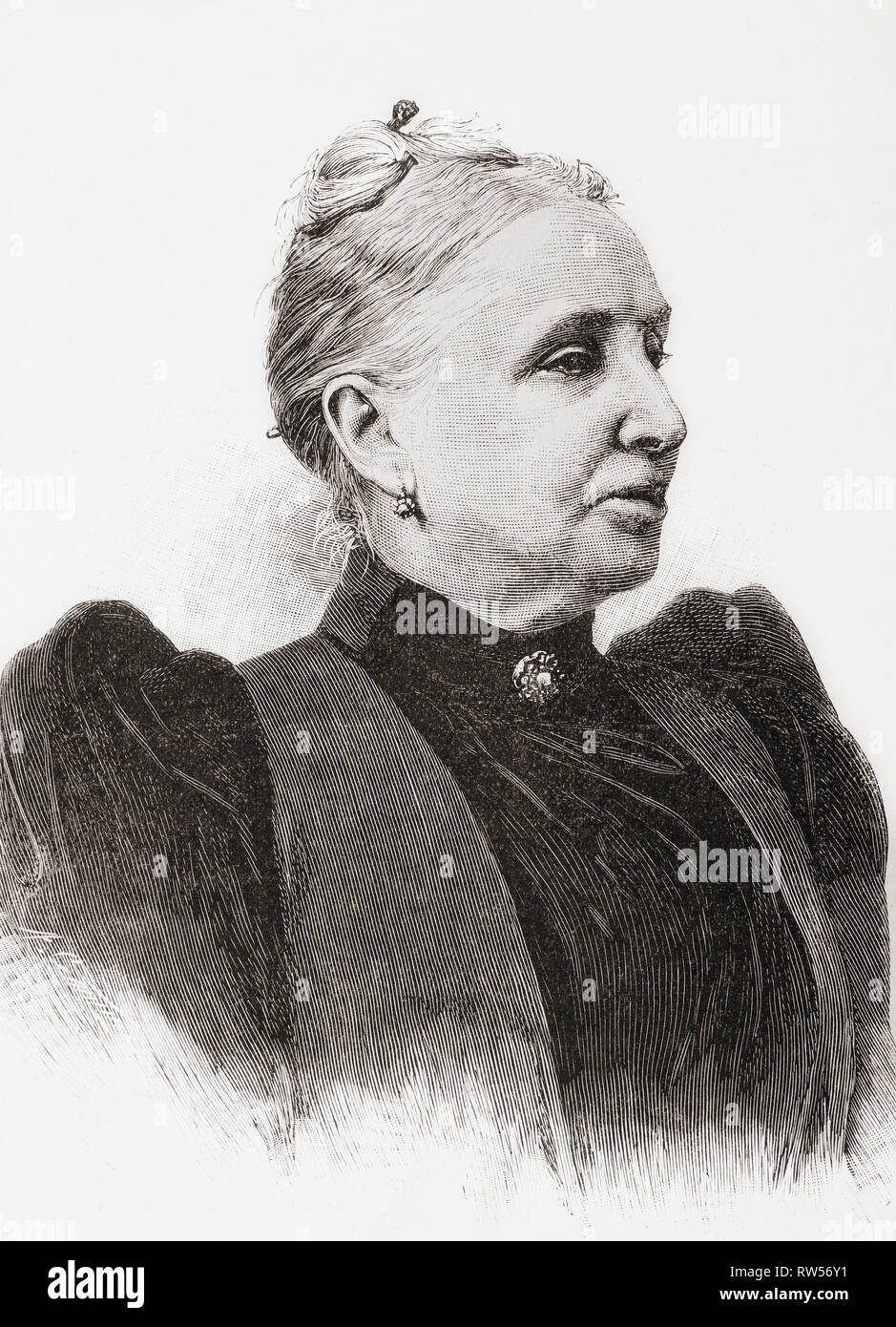 Soledad Acosta Kemble, 1833 – 1913.  Colombian writer and journalist.  From La Ilustracion Artistica, published 1887. Stock Photo