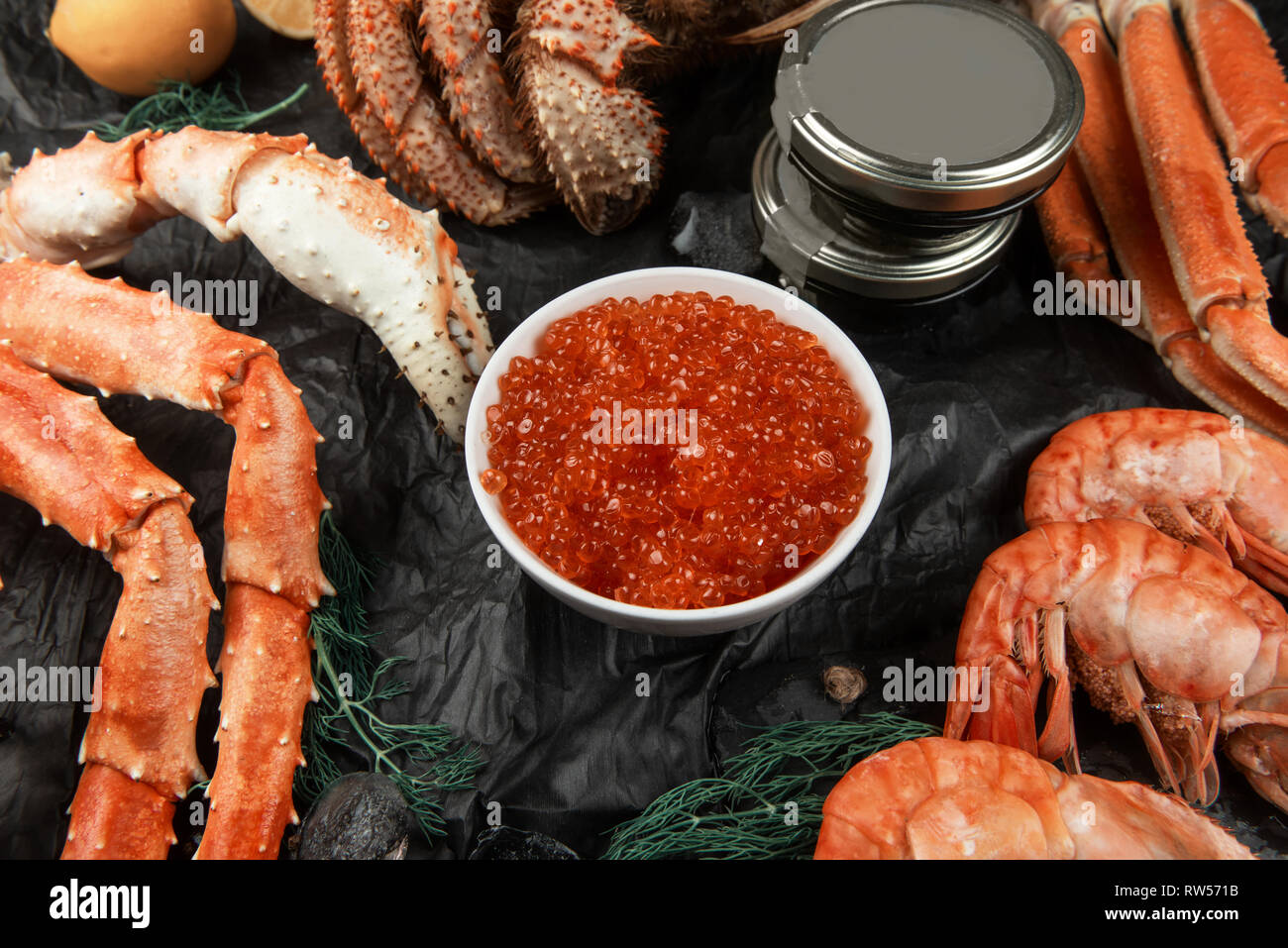 Set of fresh seafood Stock Photo Alamy