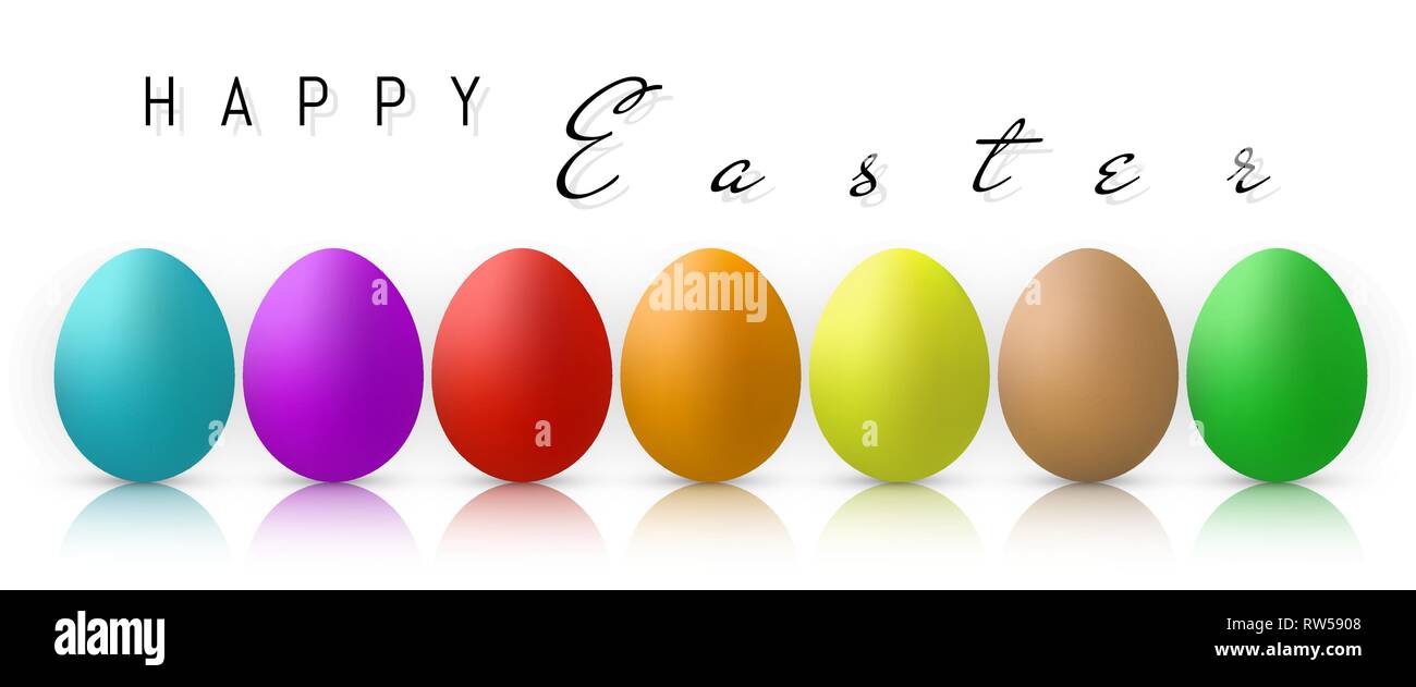 Happy Easter, Color Eggs Collection With Gradient Mesh, design template