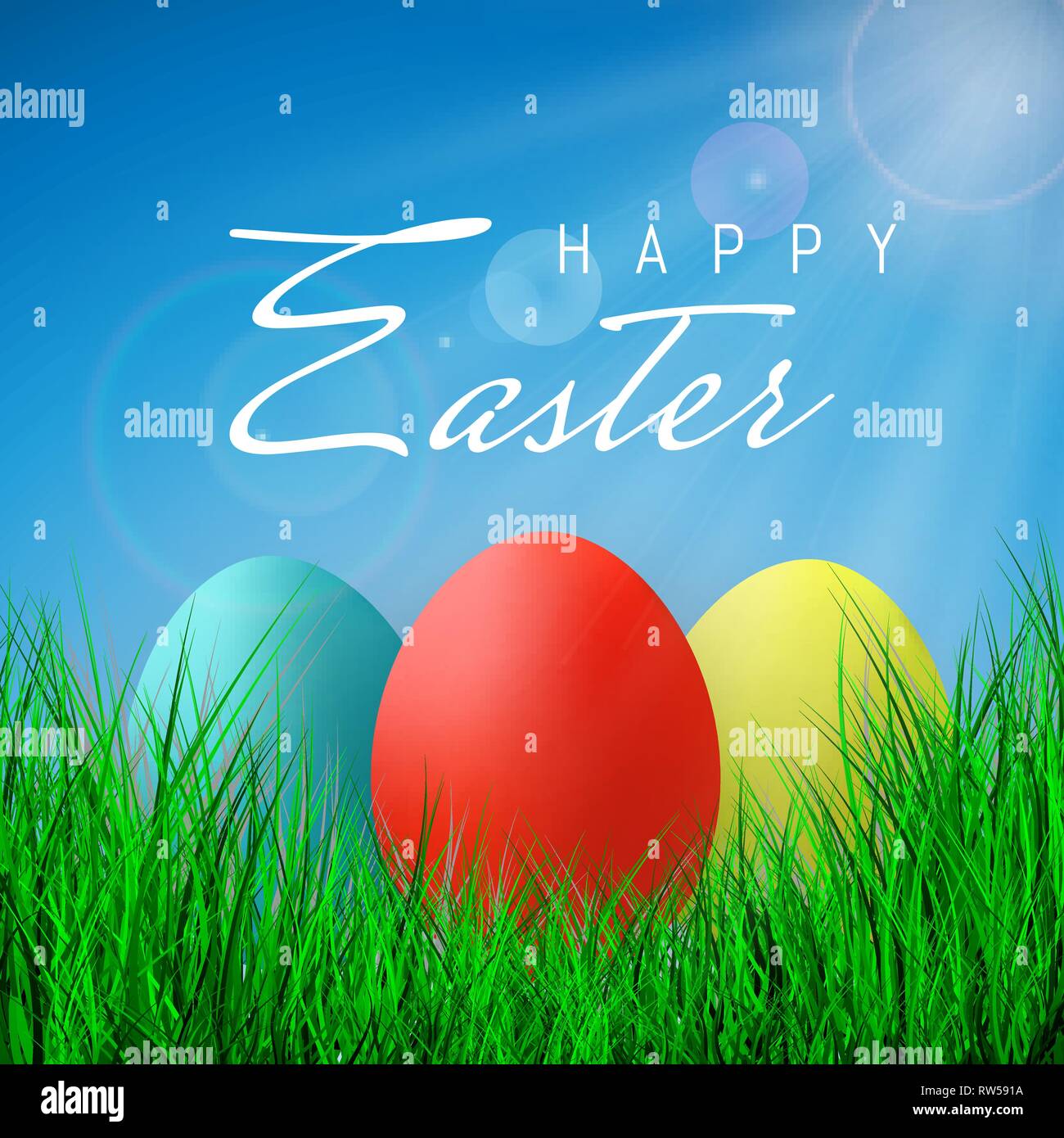 Happy Easter, Color Eggs Collection With Gradient Mesh, design template, Vector Illustration. Stock Vector