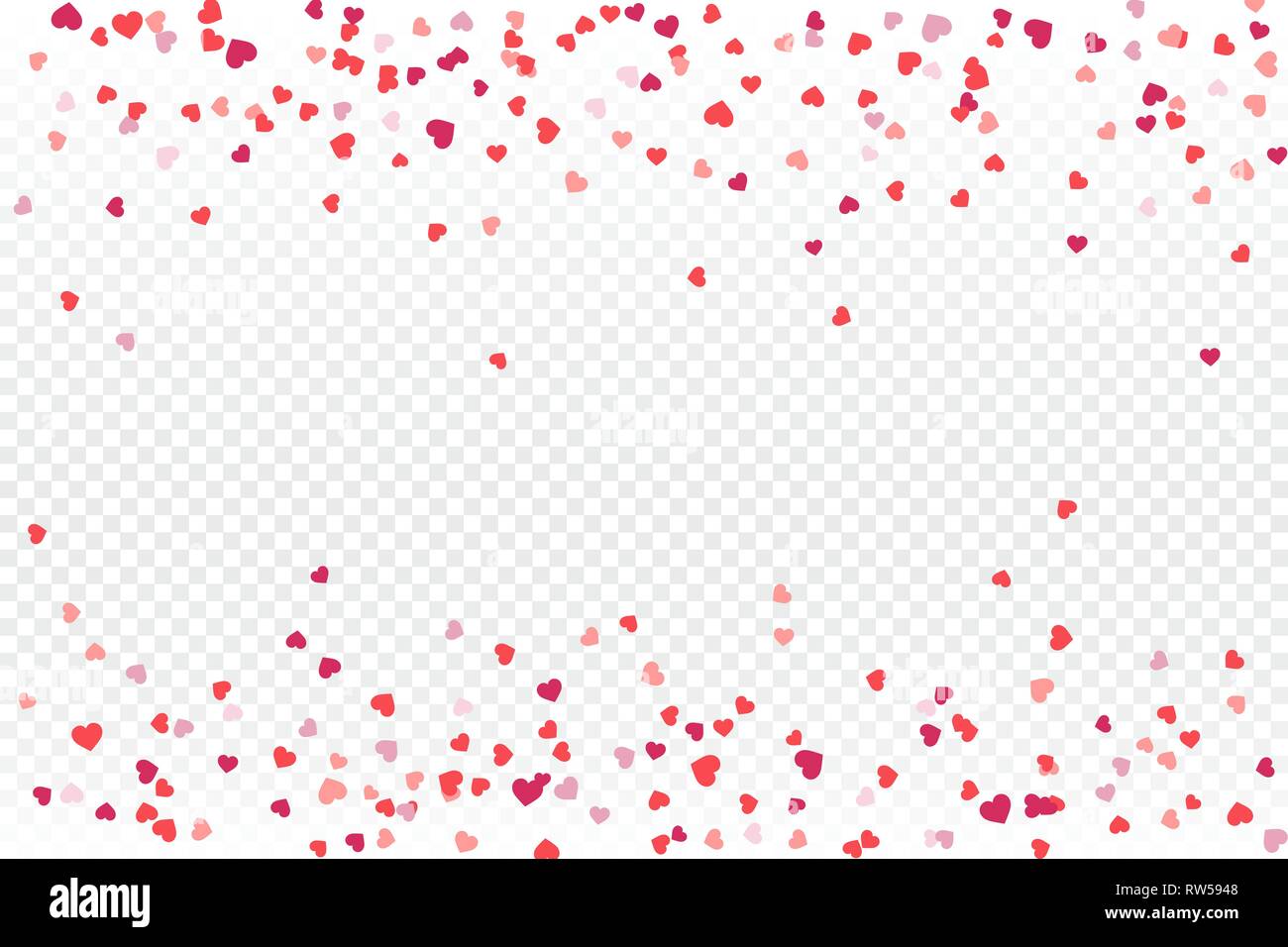 Vector heart confetti on the transparent background. Stock Vector