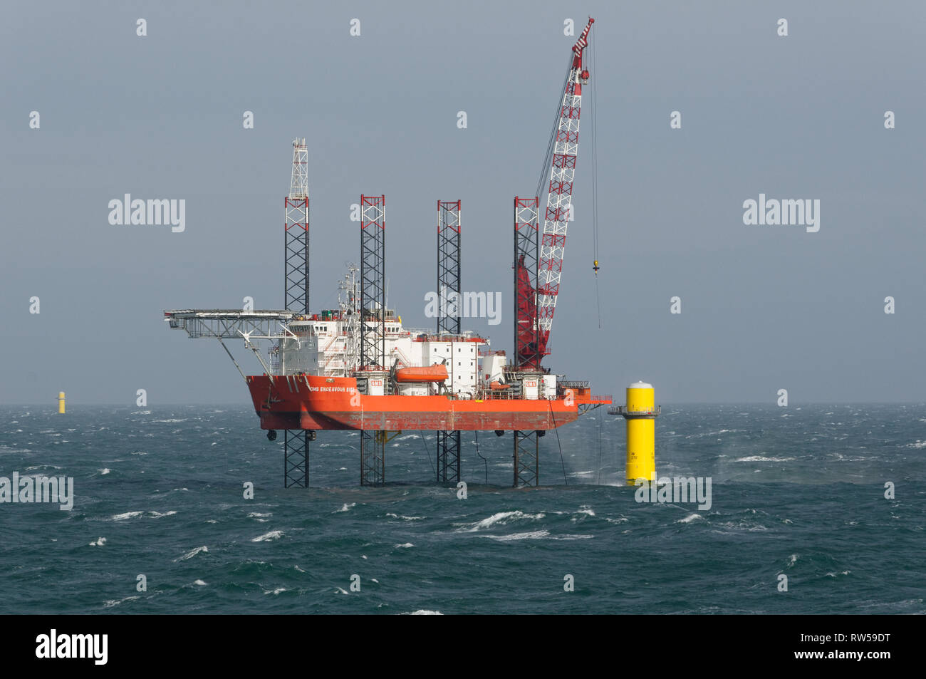 The jackup vessel GMS Endeavour seen at the Ørsted