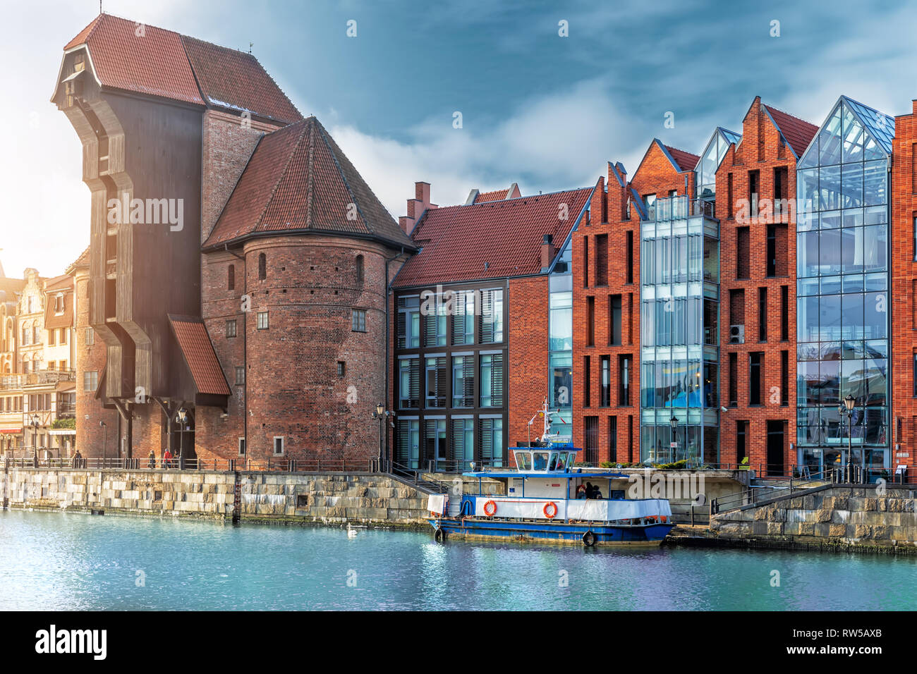 Zuraw in Gdansk, a famous port crane on the Motlawa, Poland. Stock Photo