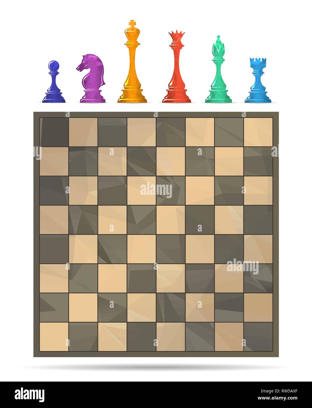 Chess board. Chessboard game table with chess pieces, knight bishop ...