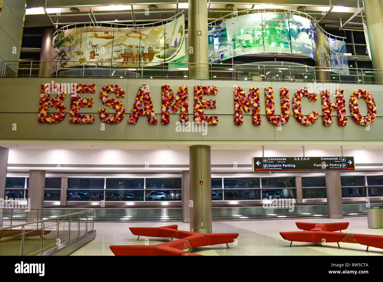 Miami, Florida. January 05, 2019. Sign flower Besame Mucho and