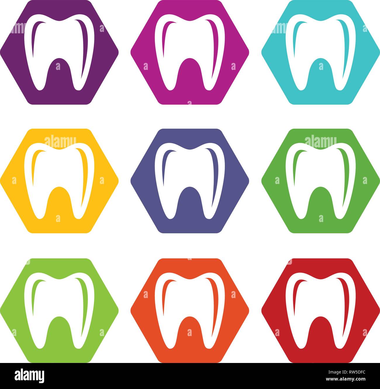 Tooth in mouth icons set 9 vector Stock Vector
