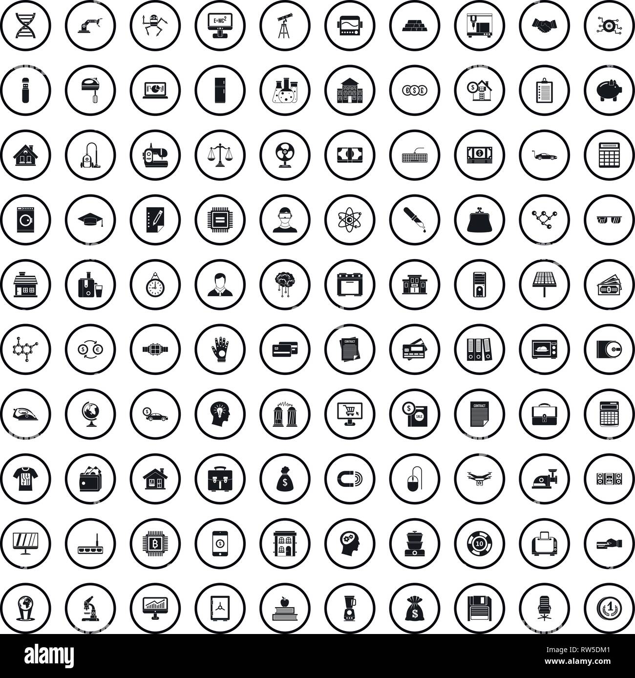 100 loans icons set, simple style  Stock Vector