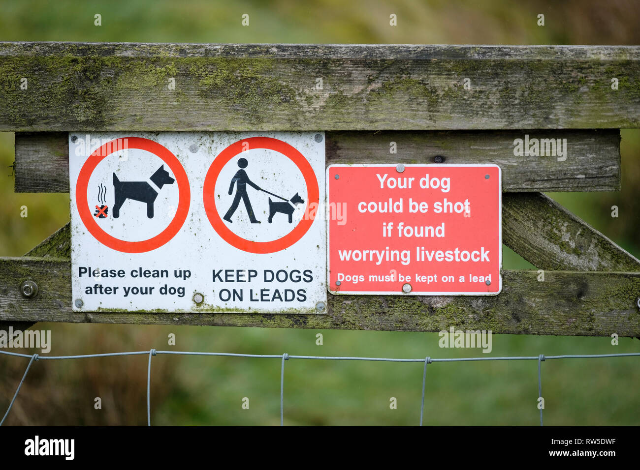 Dog Control signs on Haworth Moor, Bronte Country, Haworth, West