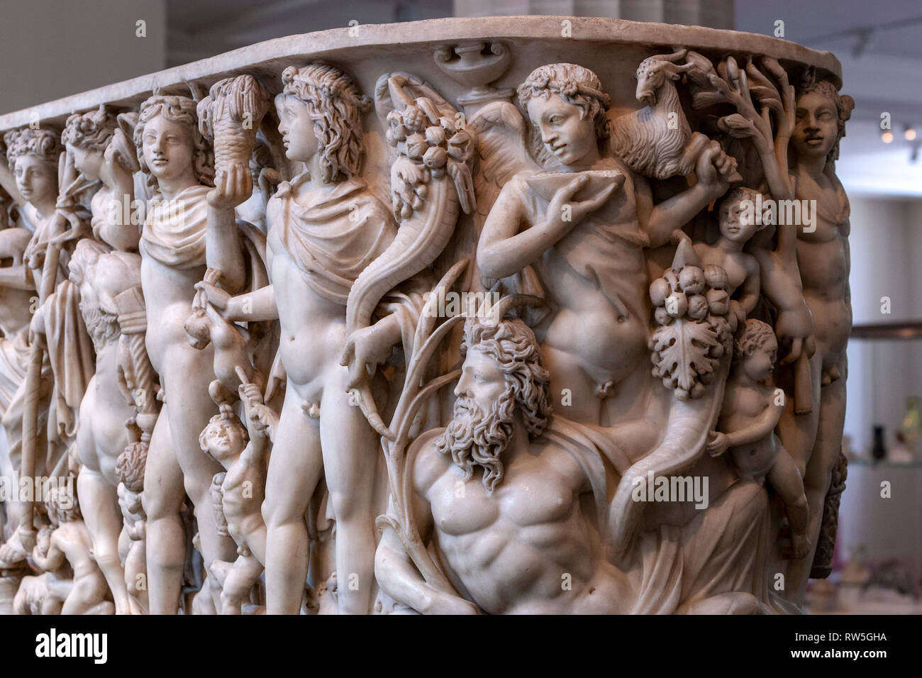 Marble Sarcophagus With The Triumph Of Dionysos And The Seasons The 