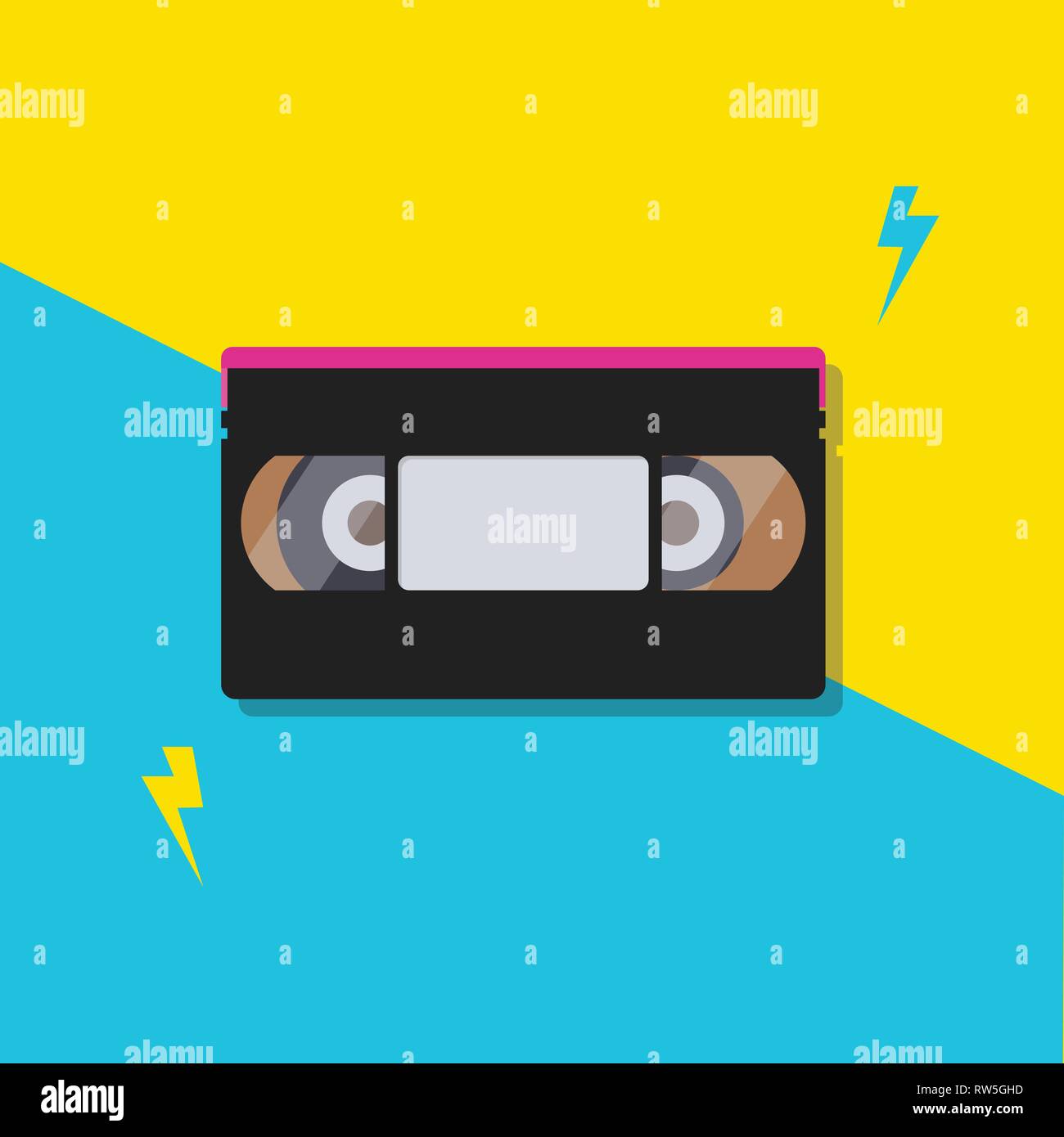 Stack of video cassette tapes. poster vector illustration Stock Vector
