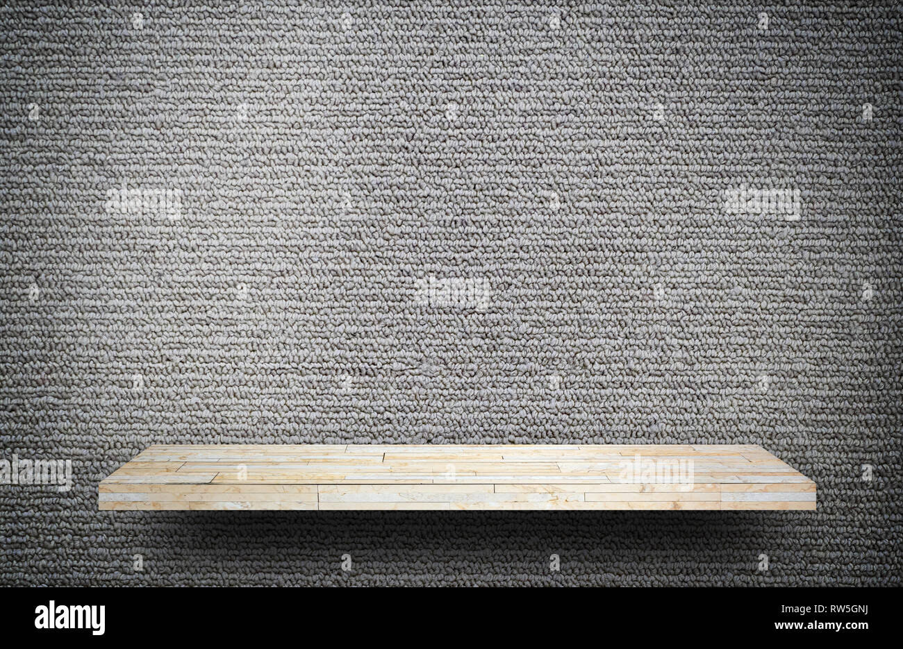 Empty rock stone shelf on gray carpet background Stock Photo