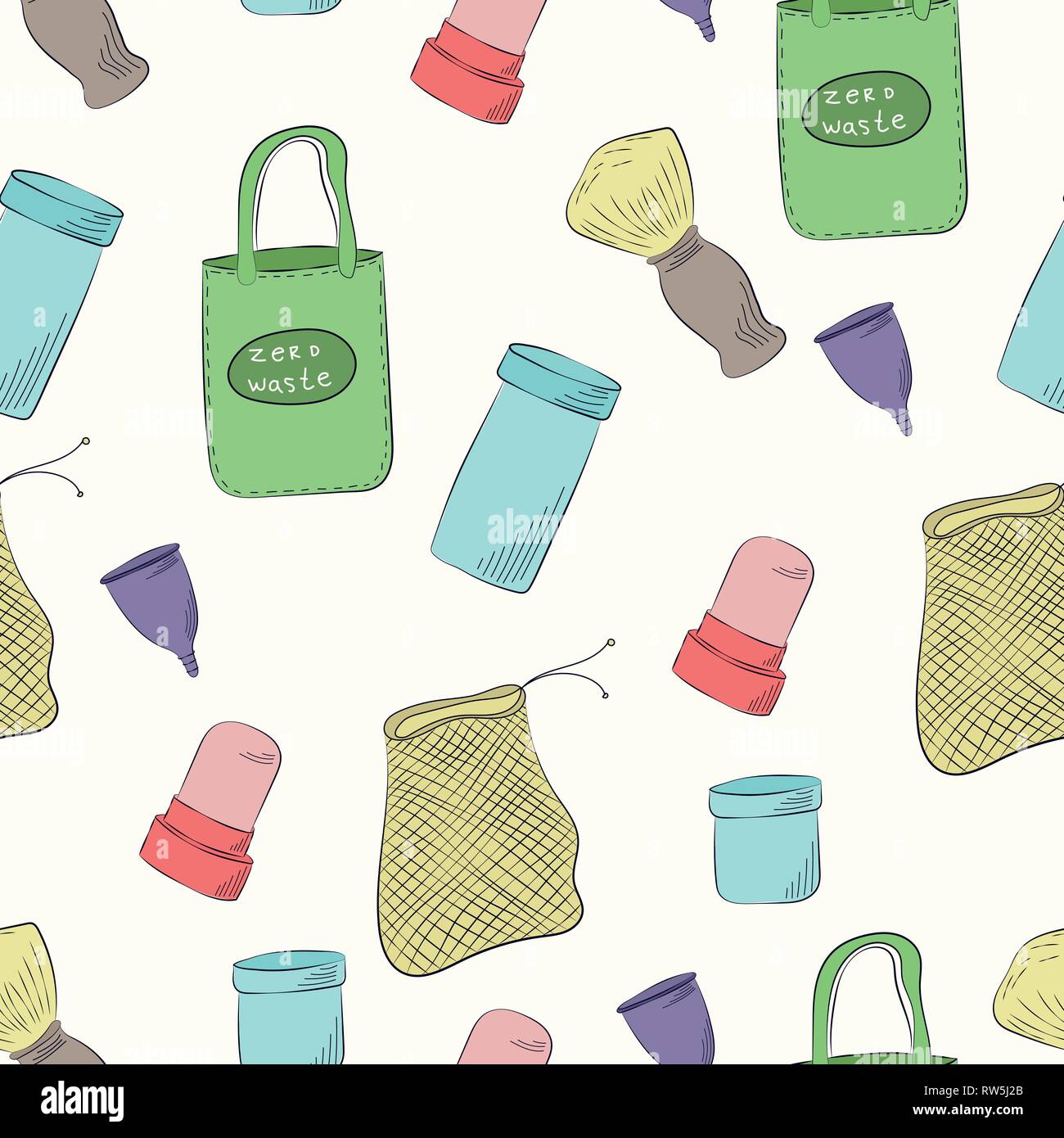 Zero Waste Concept Hand drawn elements of zero waste life Zero waste ...