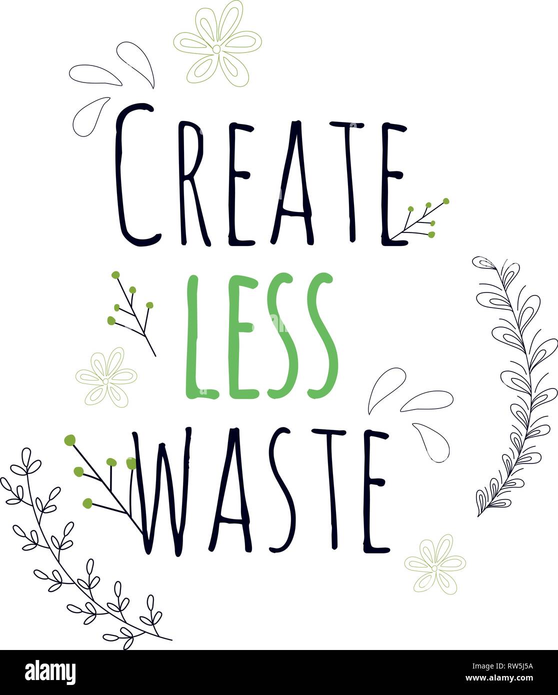 Zero Waste Concept Hand drawn elements of zero waste life Zero waste ...