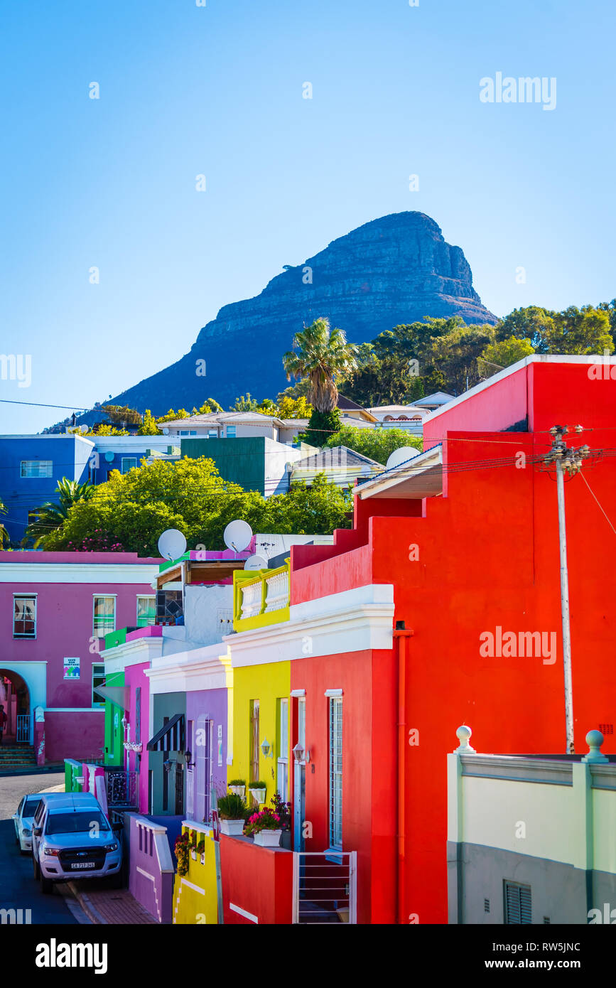 The coloured Houses of Bo-Kaap, Cape Town, South Africa Stock Photo