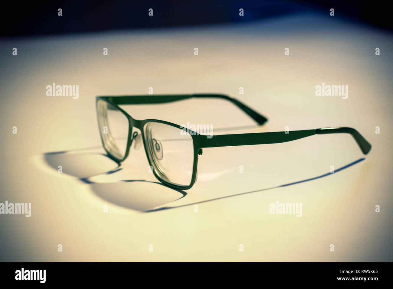 Green framed glasses Stock Photo