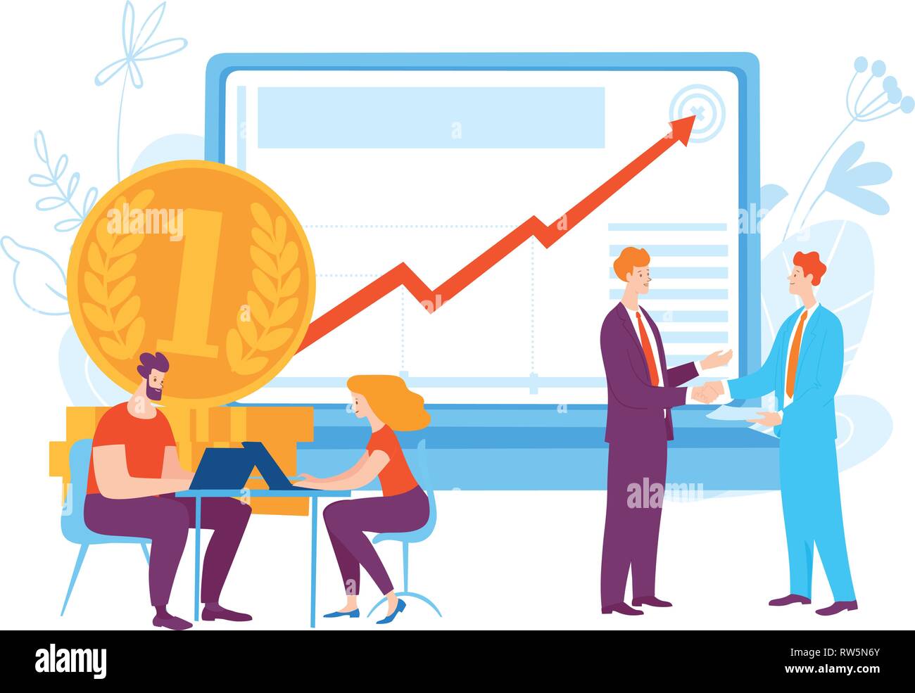 Vector concept illustration with business people planning money ...