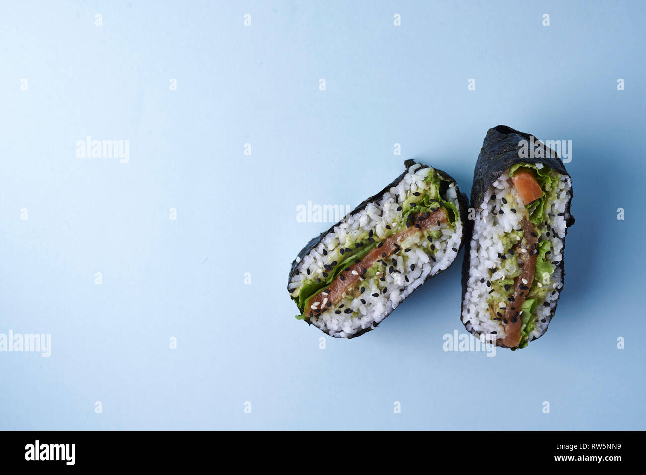 Sushi Sandwich Onigarizu With Salnom And Avocado Stock Photo Alamy