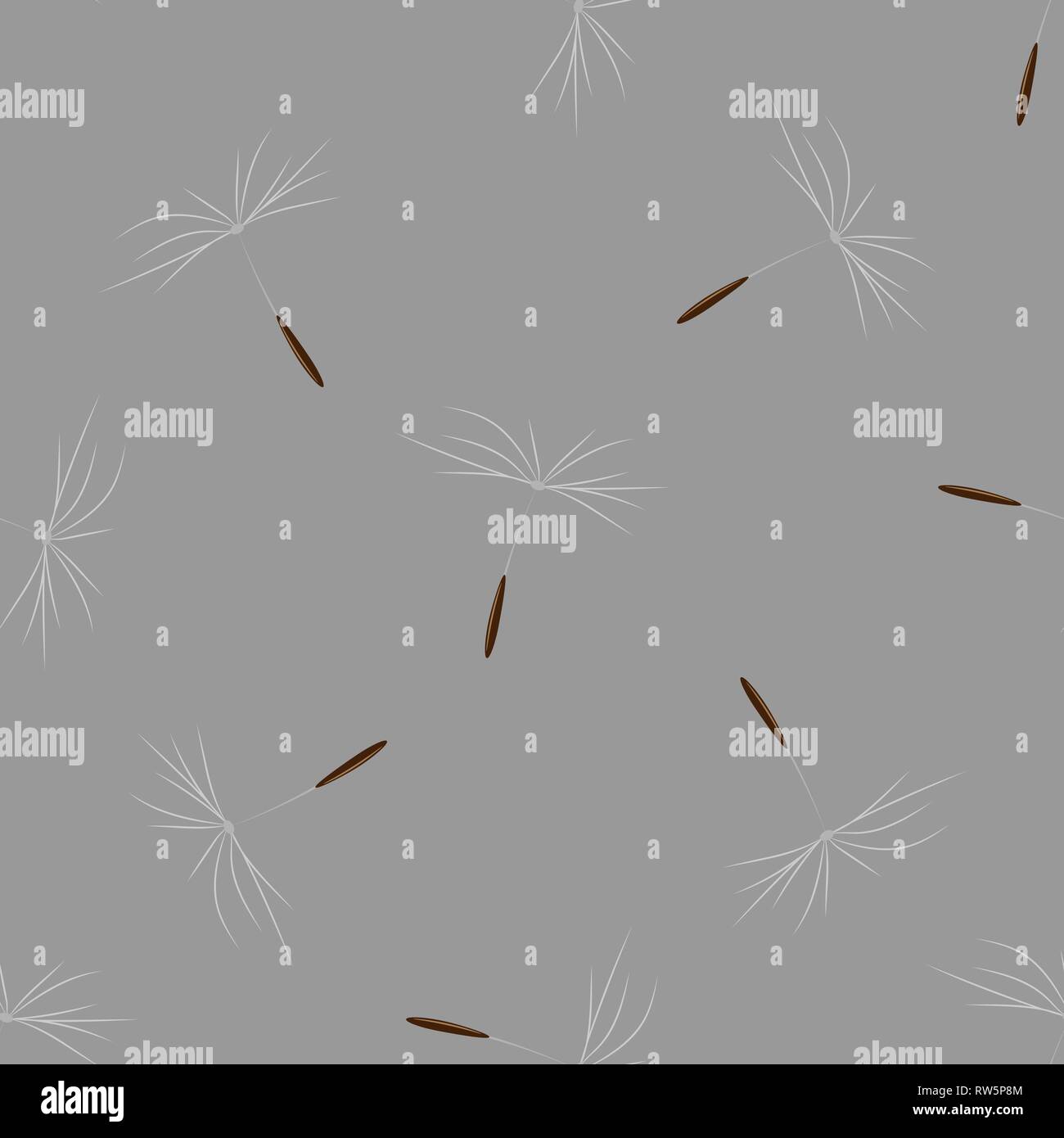 Floral print. Dandelions Silhouette Seamless Pattern Vector 10 eps Stock Vector