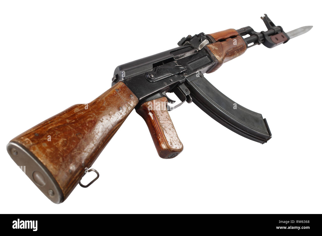 First model AK 47 assault rifle with isolated on white Stock
