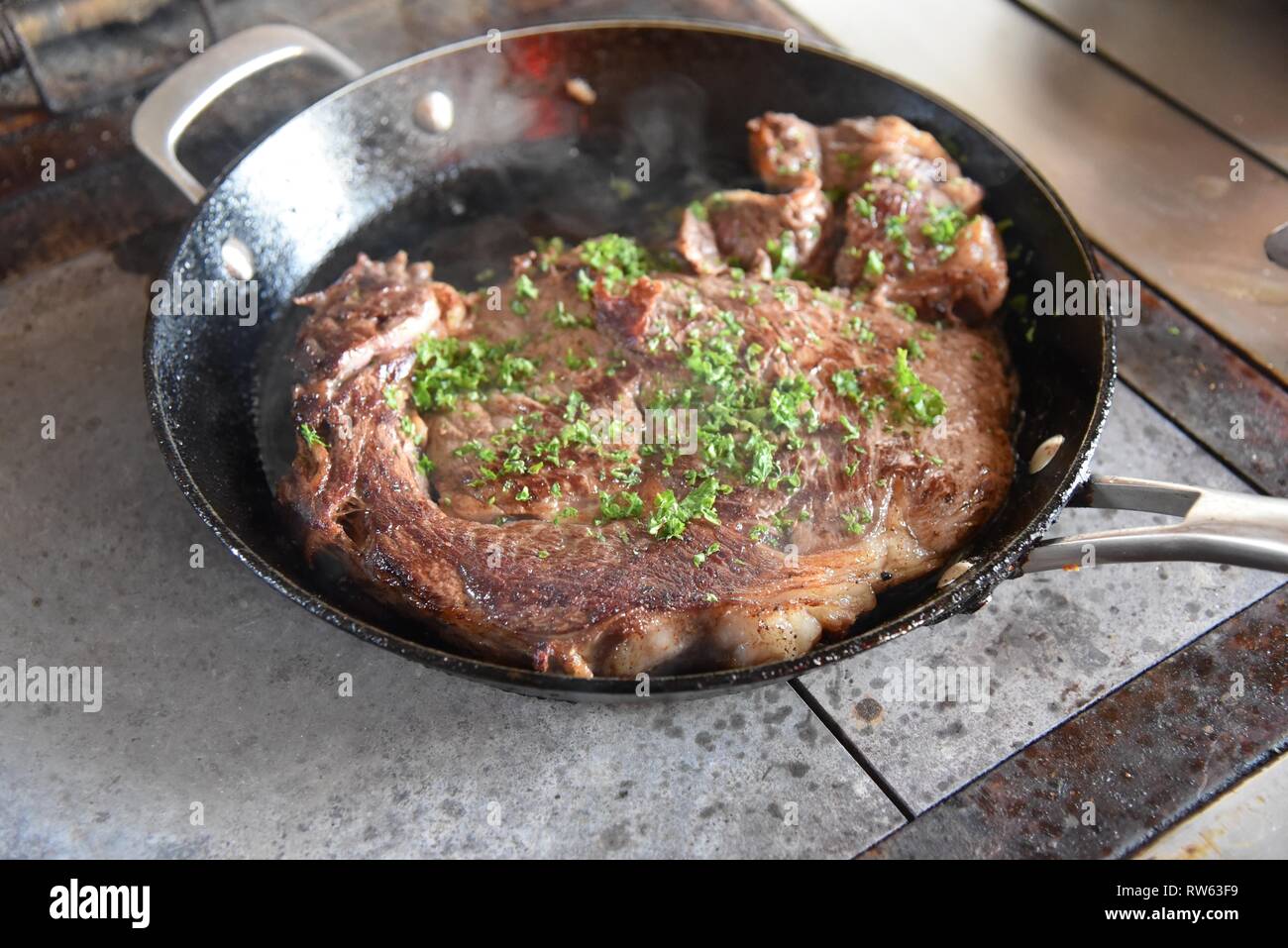 Beef Steak Entrecôte steak seasoned with sea salt, black pepper and