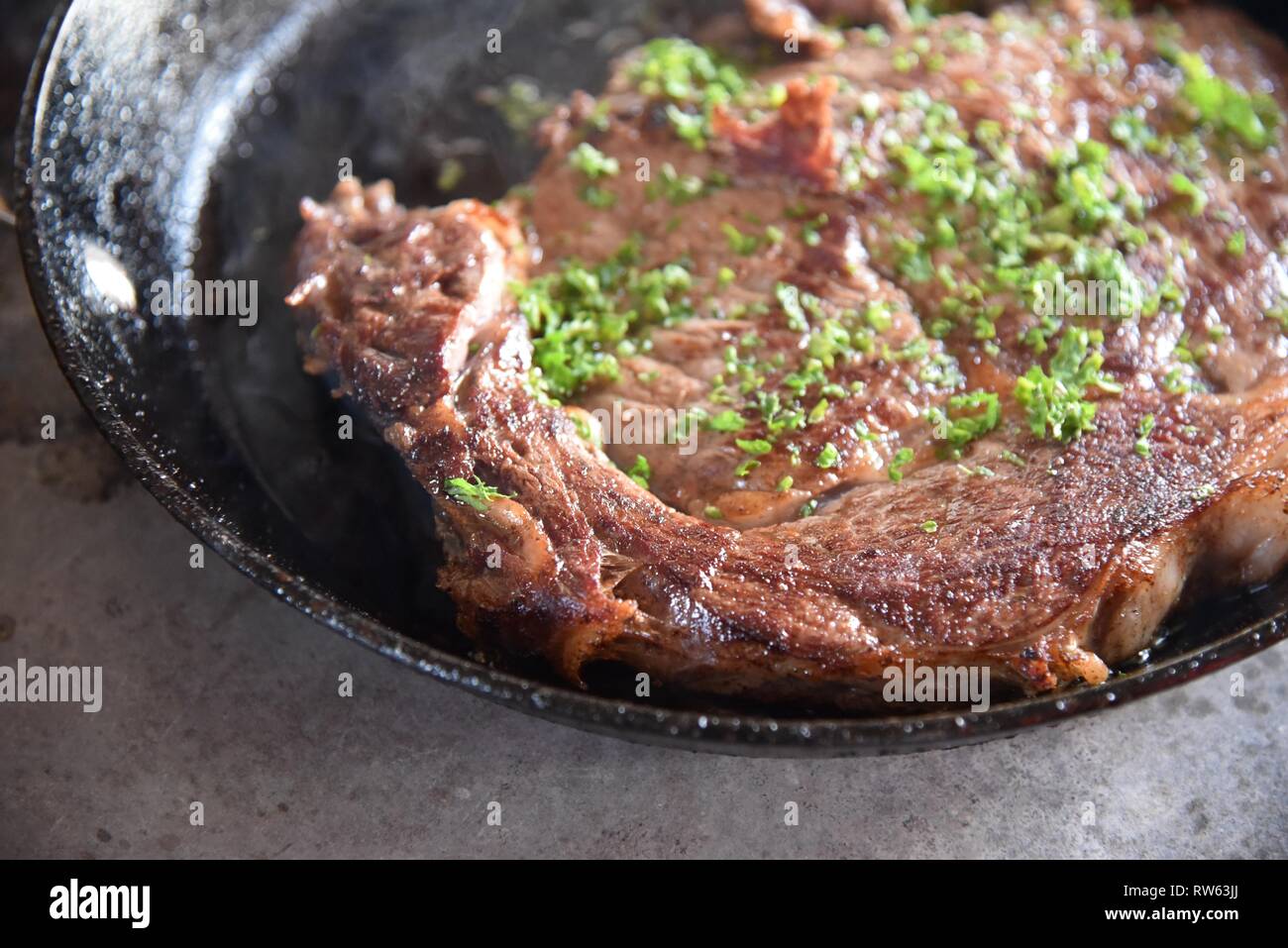 Beef Steak Entrecôte steak seasoned with sea salt, black pepper and