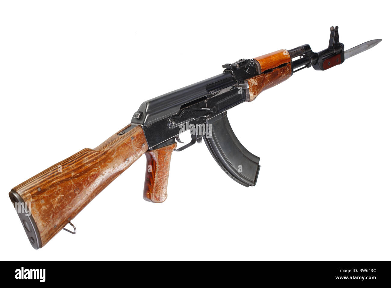 First model AK - 47 assault rifle with bayonet isolated on white Stock  Photo - Alamy