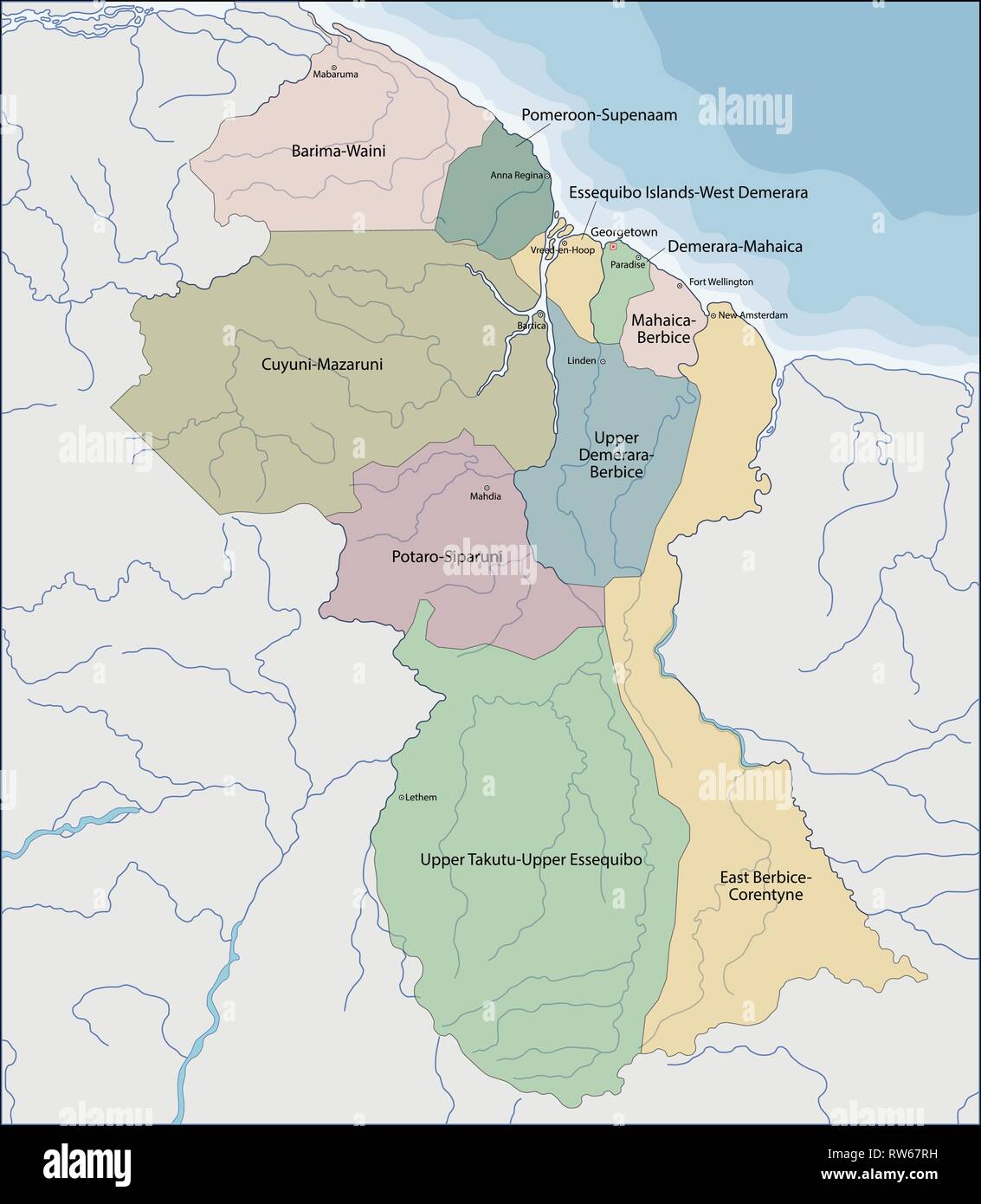 Map of Guyana Stock Vector