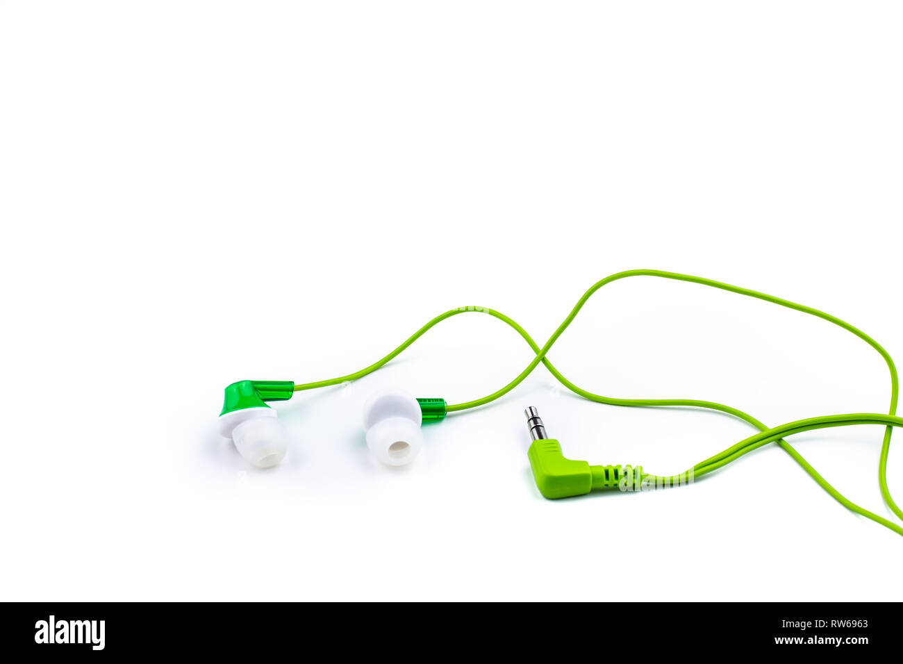 Green headphones isolated on white Stock Photo