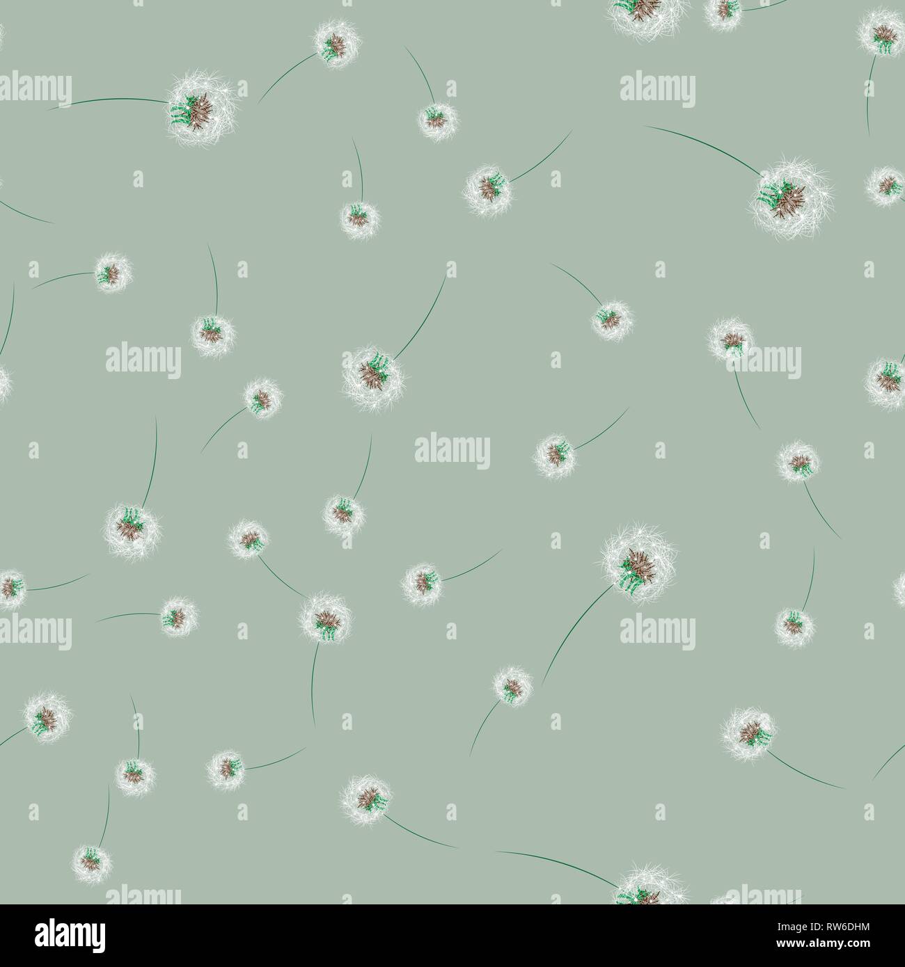 Simple seamless pattern with dandelion Botanical vector illustration 10 ...