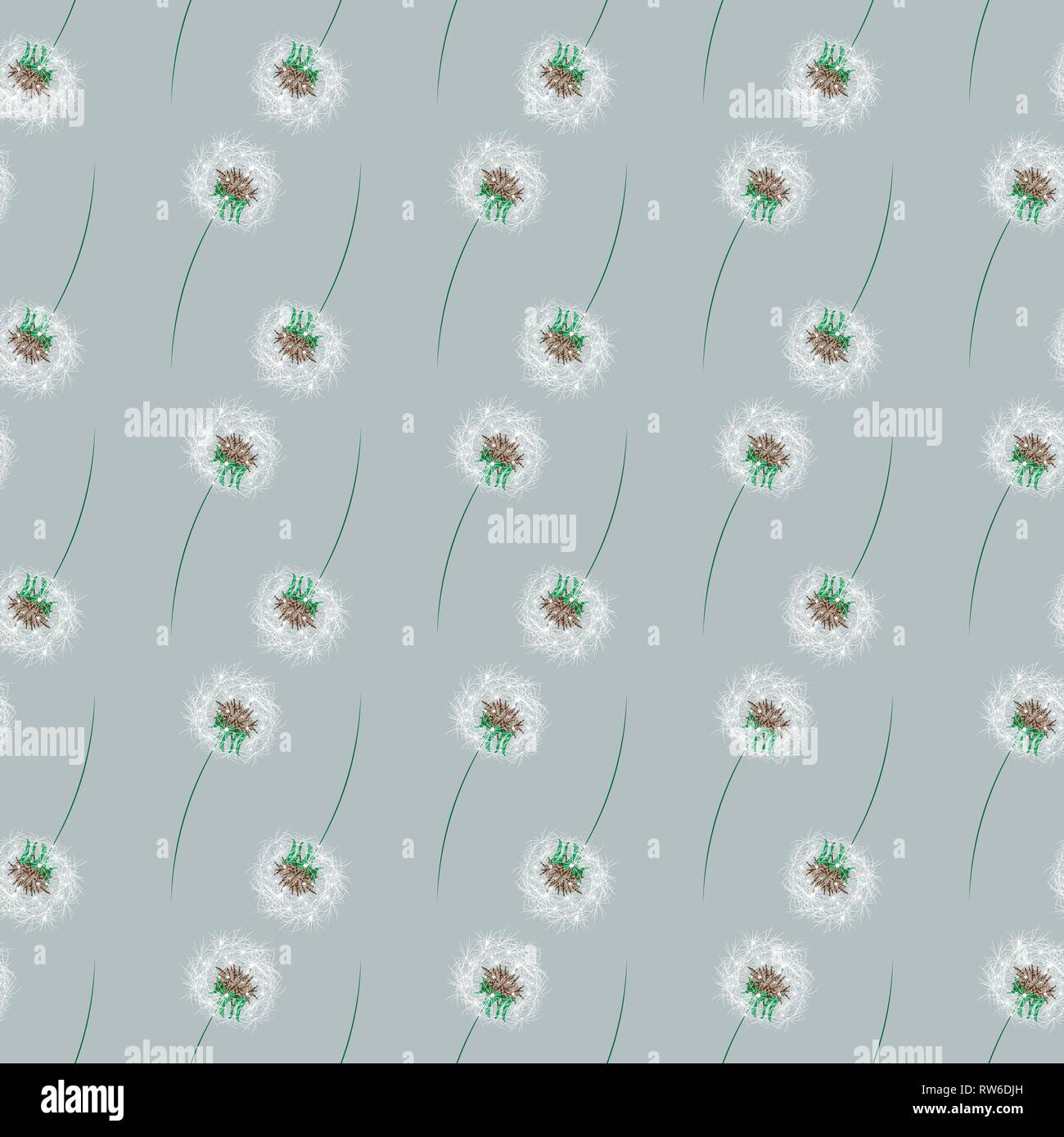 Abstract Vector Floral print. Dandelions Seamless Pattern 10 eps Stock Vector