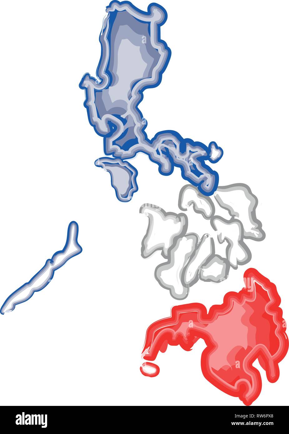 Watercolor map of Philippines Stock Vector