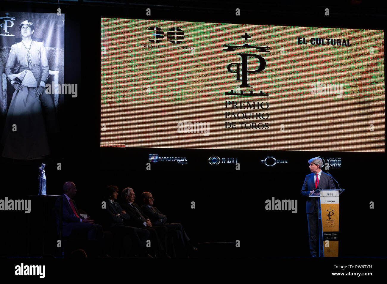 The President of Community of Madrid, Angel Garrido seen speaking during the PX Paquiro Awards Edition in Madrid. Stock Photo