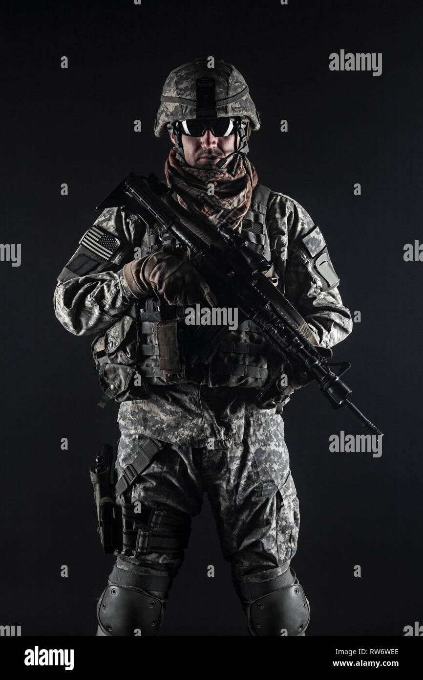 United States paratrooper airborne infantry, studio shot Stock Photo ...