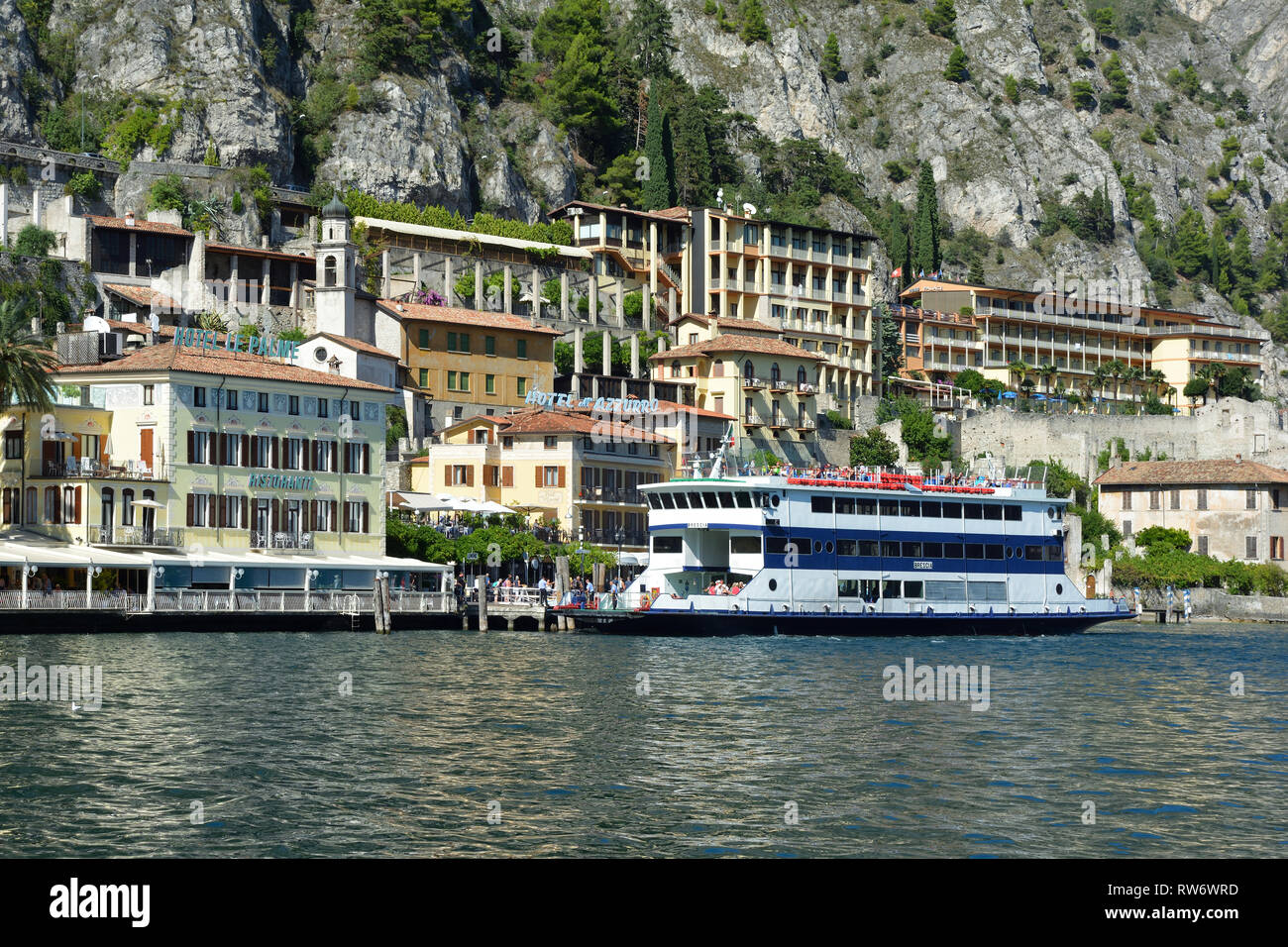 View of Limone sul Garda at Lake Garda - Italy. Stock Photo