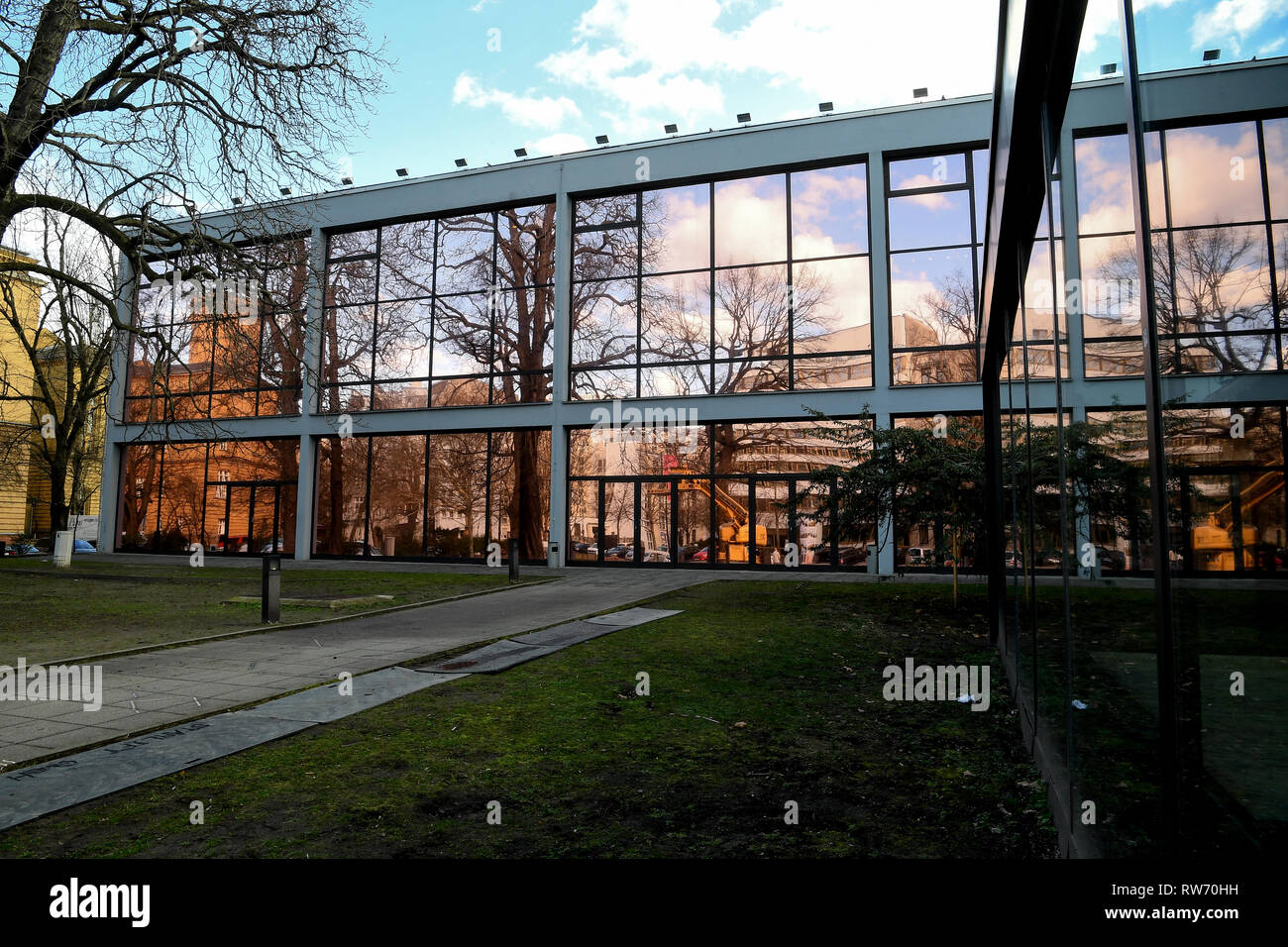 Berlin, Germany. 04th Mar, 2019. The windows of the Haus der Berliner Festspiele are covered