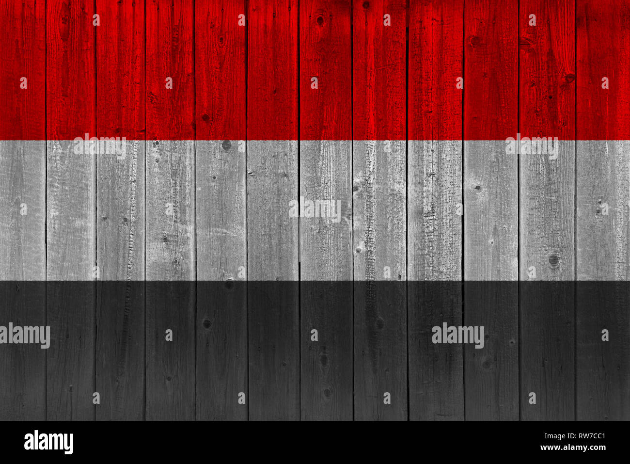 Yemen flag painted on old wood plank. Patriotic background. National ...