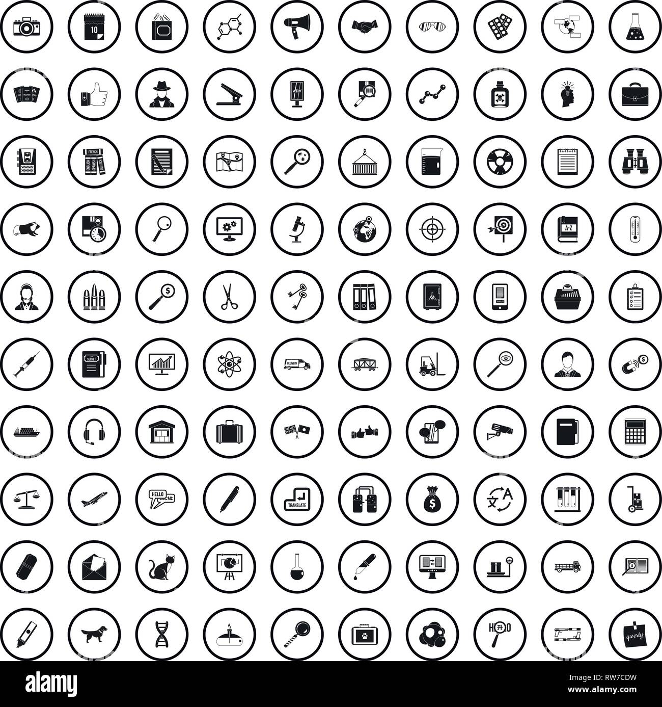 100 magnifier icons set, simple style Stock Vector Image & Art - Alamy
