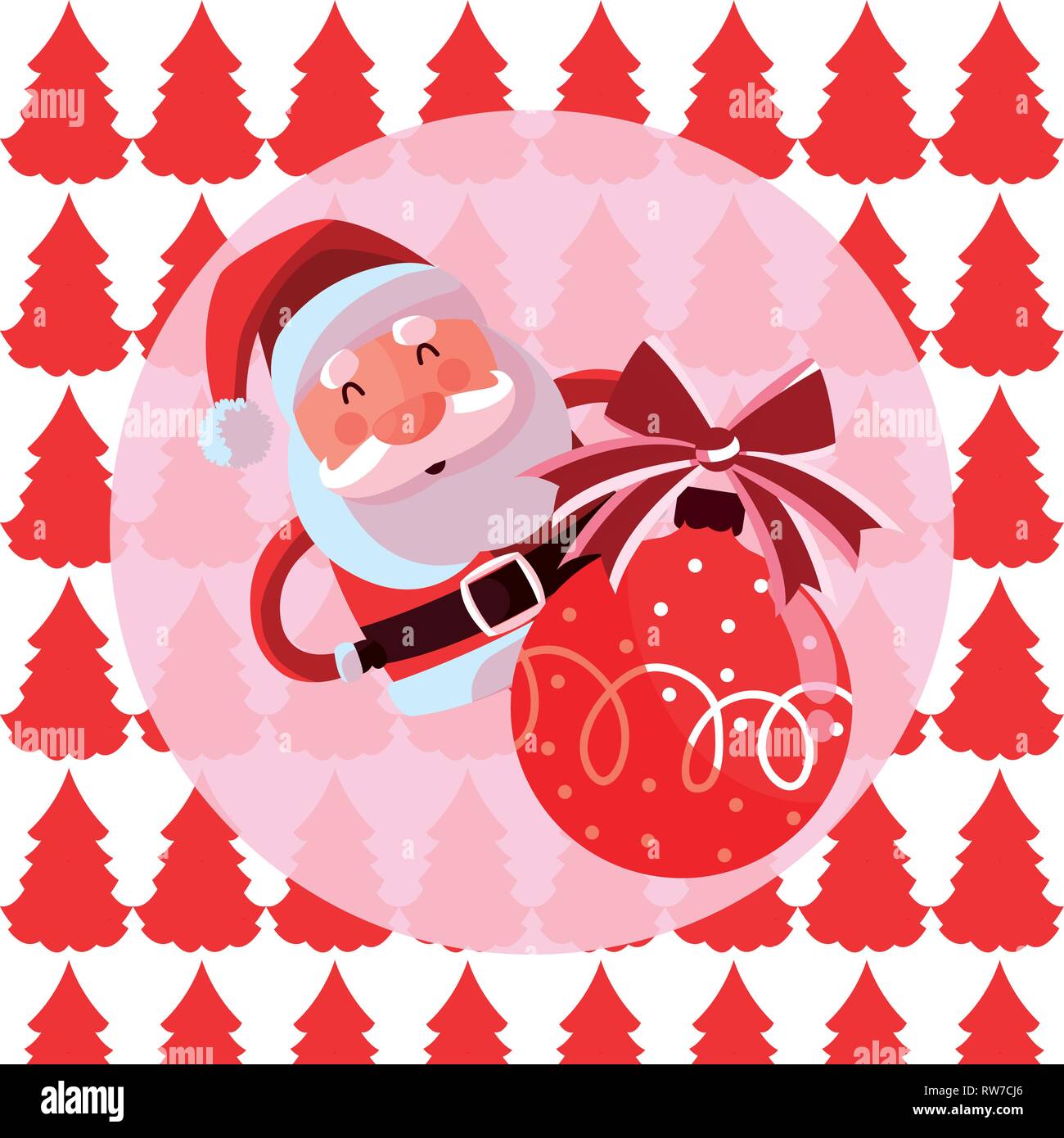 cartoon santa claus with christmas ball over colorful background ...