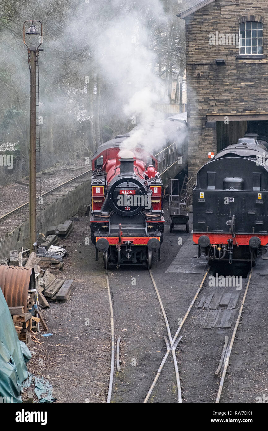 Steam and Diesel trains stabled at Haworth Train Station on the ...