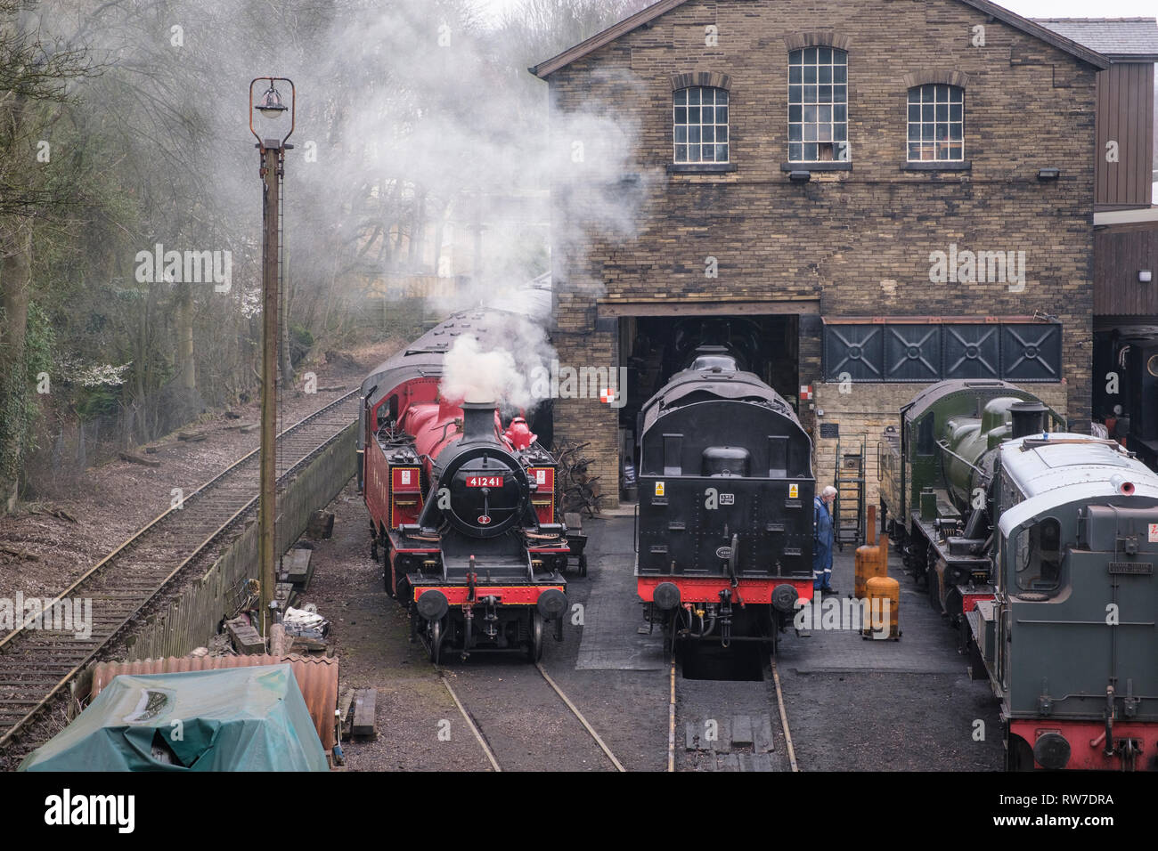 Steam and Diesel trains stabled at Haworth Train Station on the ...