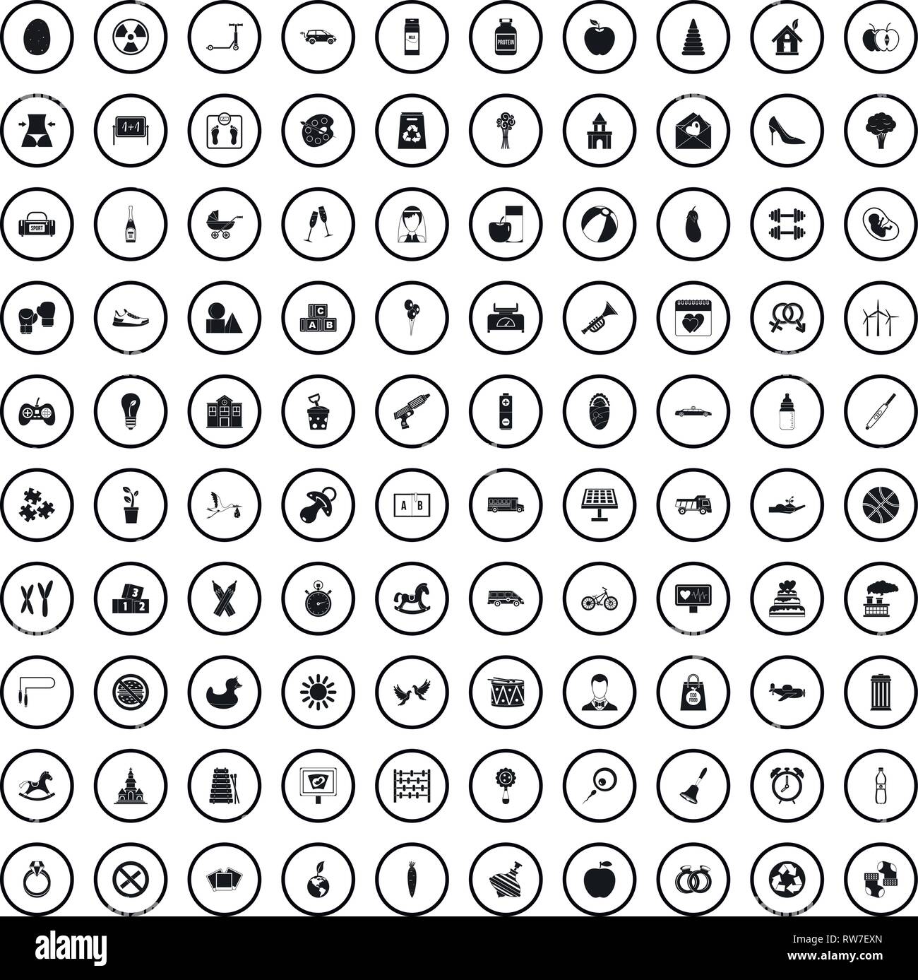 100 Maternity Leave Icons Set Simple Style Stock Vector Image Art