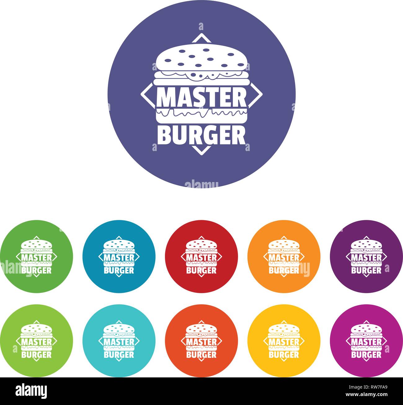 Master burger icons set vector color Stock Vector