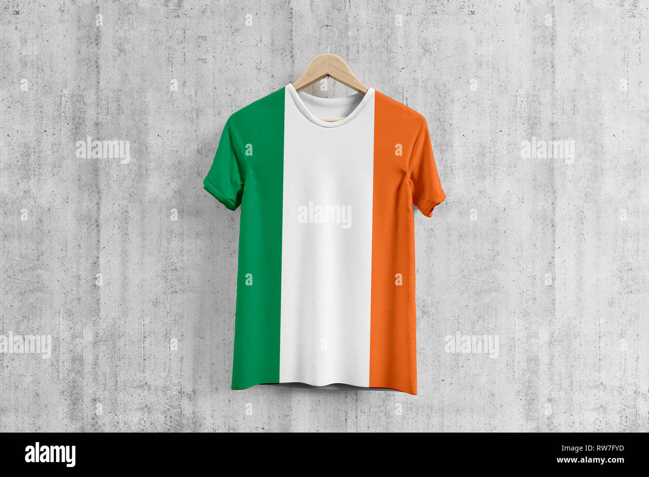 Ireland flag Tshirt on hanger, Irish team uniform design idea for