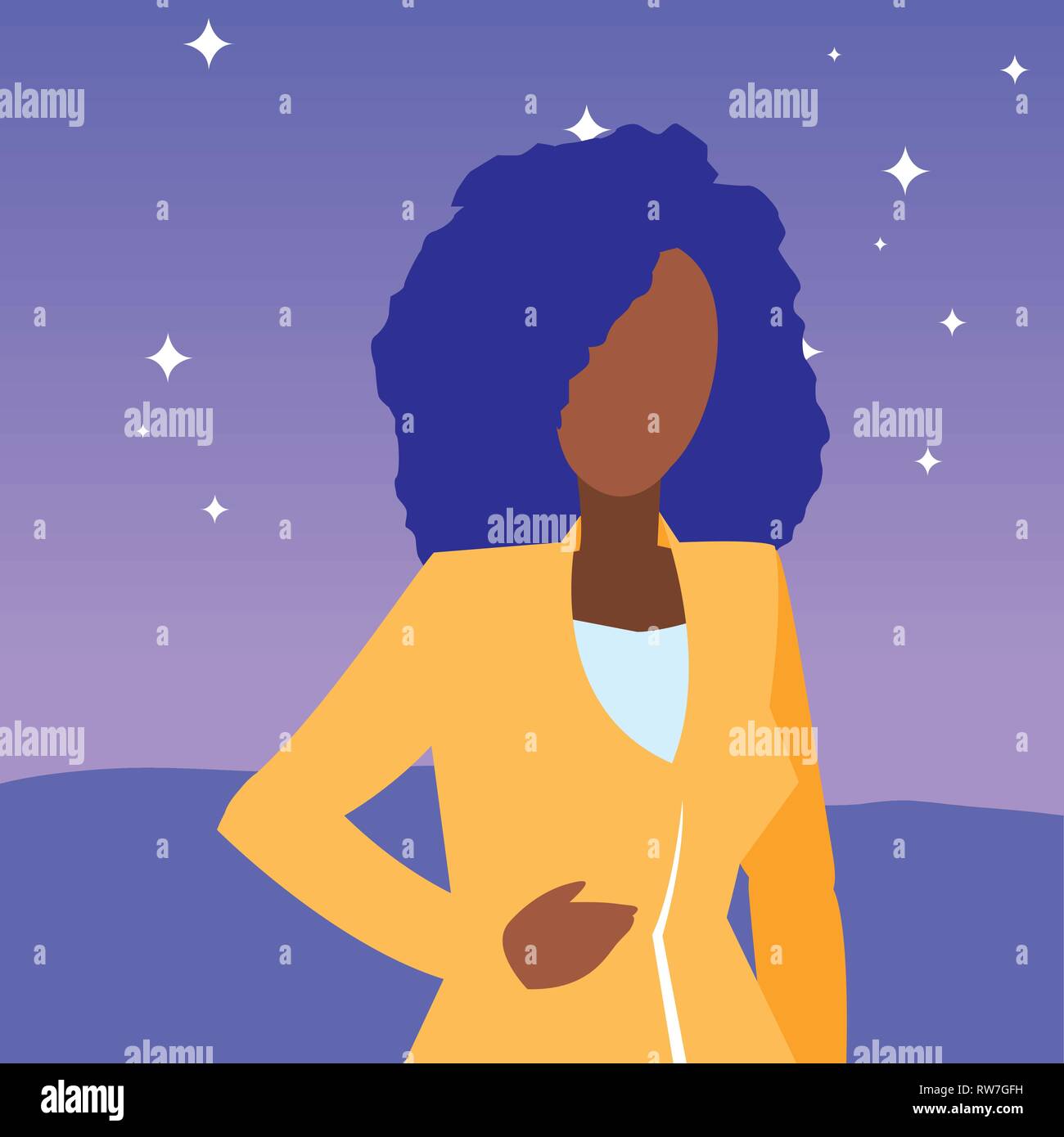 beautiful and young black woman character vector illustration design ...