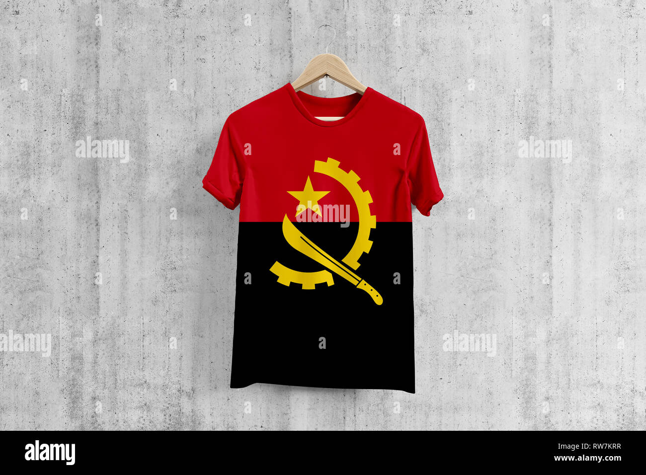 Angola flag T-shirt on hanger, Angolan team uniform design idea for ...