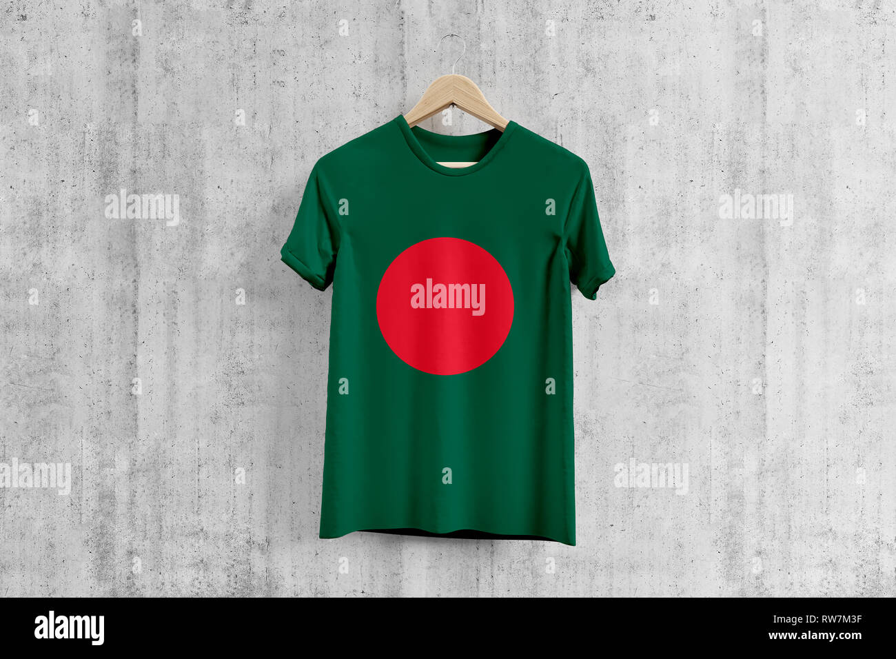 Bangladesh flag Tshirt on hanger, team uniform design idea for garment production. National