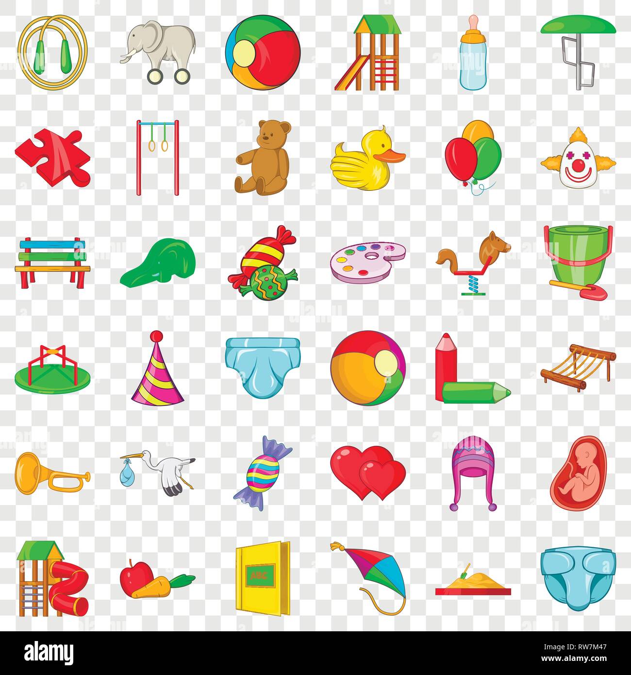 Baby toy icons set, cartoon style Stock Vector Image & Art Alamy