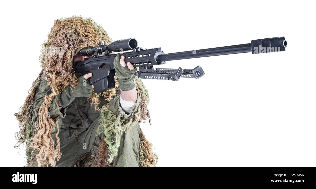 camouflaged sniper rifle with scope Stock Photo - Alamy