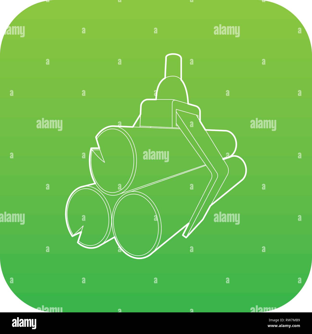 Hydraulic crane with log icon green vector Stock Vector