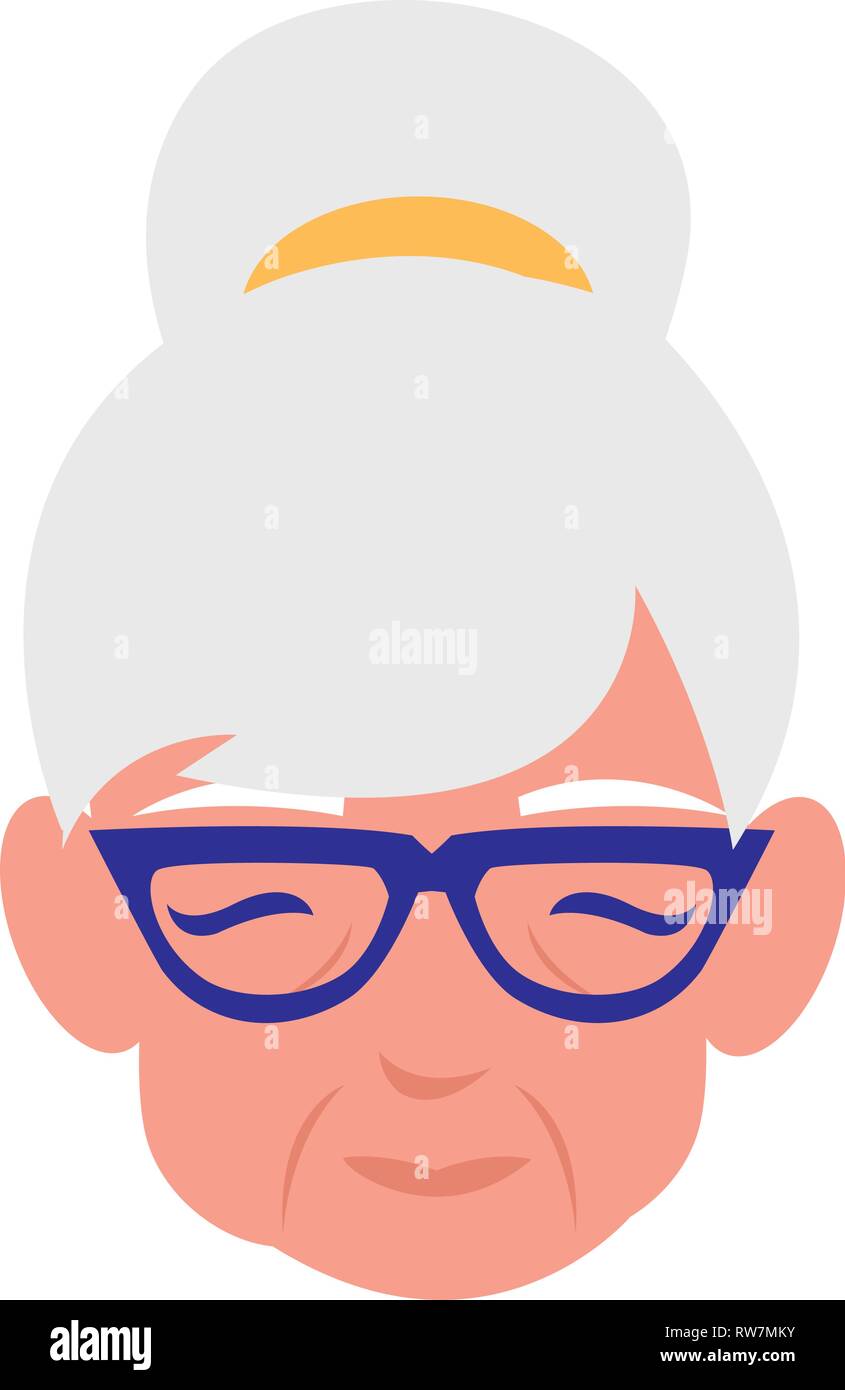 cute grandmother head avatar character vector illustration design Stock ...